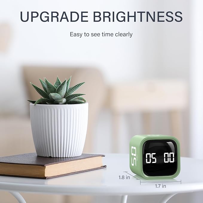 Rotating Pomodoro Timer 5, 25, 10 50 Minutes Preset, Desk Productivity Flip Timer, ADHD Tool Cube Countdown Stopwatch, Vibration/High/Low Volume/Custom Modes, for Work, Study, Back to School, Green
