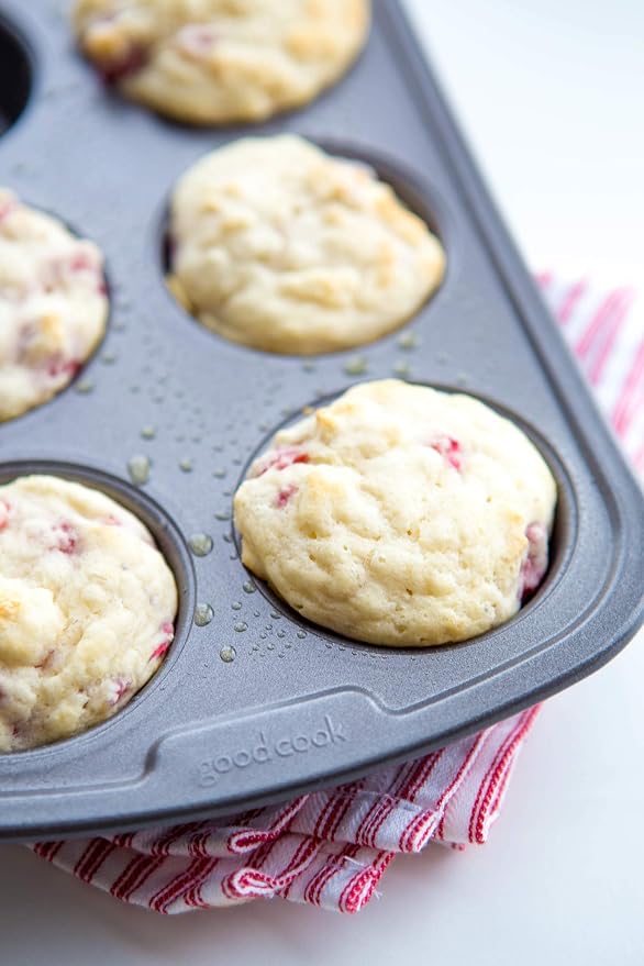 GoodCook Everyday Muffin Pan Nonstick Warp-Resistant Carbon Steel Construction, Gray 6 Cups (Pack of 12)