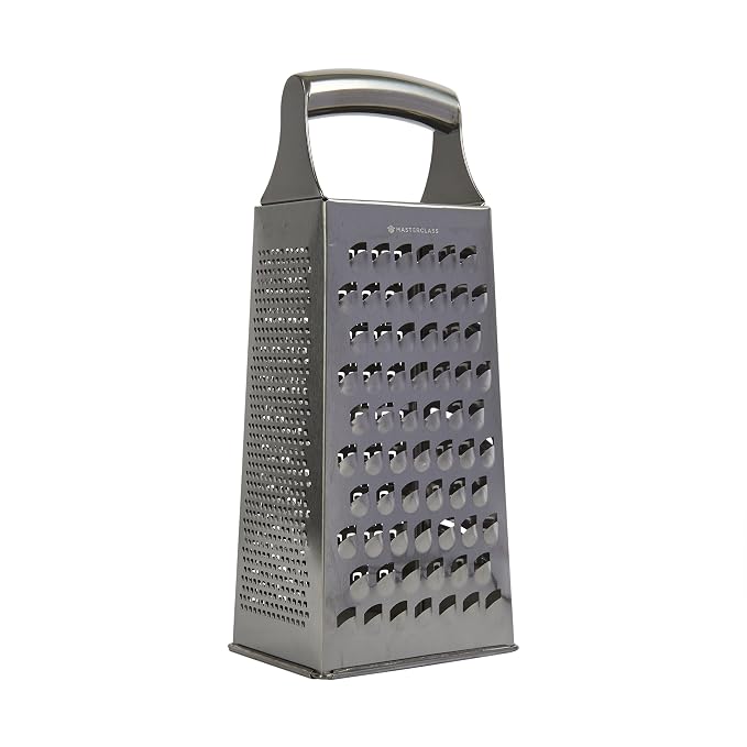 MasterClass Acid-Etched Stainless Steel Box Grater with Handle, 24 cm (9.5"), Silver