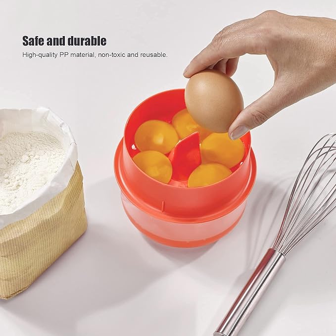 Egg White Filter, Household Egg Separator Multiple Leaking Holes Plastic Kitchen Convenient Kitchen Gadgets for Baking for Cake(Dark Orange)