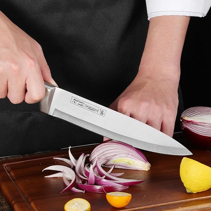 Kitchen Knife Set, 9Pcs Purple Knife Set with Acrylic Block, Ergonomical Handle,Non Stick Sharp Stainless Steel Chef Knife Block Set for Home Cooking Gift