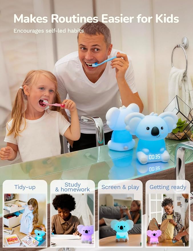 Koala Timer Pal Visual Timer for Kids/Adults with Audio Time Management Tool, Color-Changing Visual Countdown, Fun Adults/Kids Timer Visual for Classroom/Home/Calming Corner