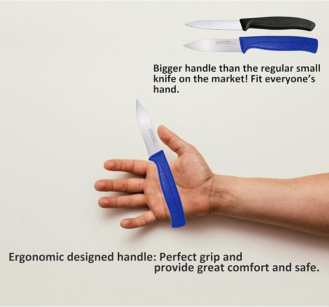 Paring Knife Set, MATTSTONE HILL Kitchen Prep Knife Set -Peeling Knife, Serrated Tomato Knife, Kitchen Utility Knife, Paring Knife, German Steel, Blue, White, Black, Red