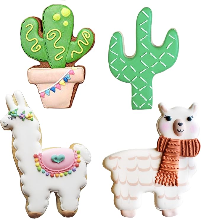 Ann Clark Llama and Cactus Cookie Cutters 4-Pc Set Made in USA