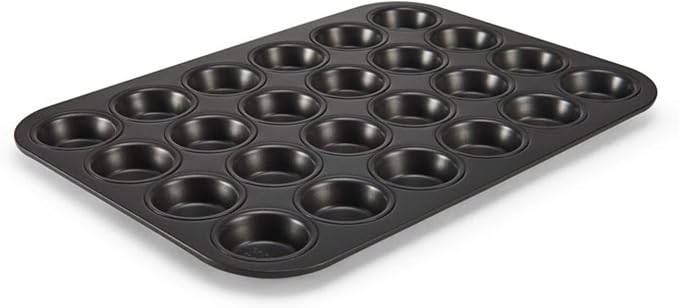Chicago Metallic 24 Cup Mini Muffin Pan, Nonstick Heavy-Gauge Carbon Steel Cupcake Tin for Even Baking - Dishwasher Safe, 2-Inch Cups for Bite-Size Treats, Egg Bites, Quiches and More