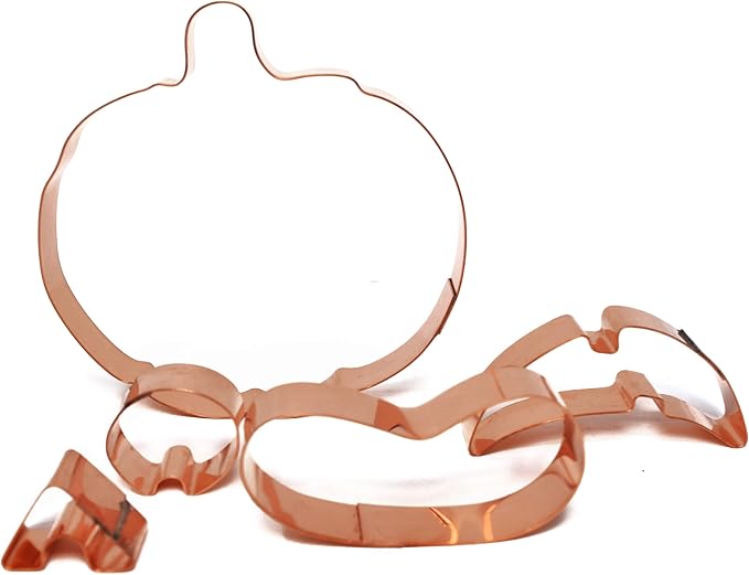Halloween Jack-o’-Lantern Cookie Cutter Set, 5-Piece 5.5" Copper Pumpkin Shape, USA-Made