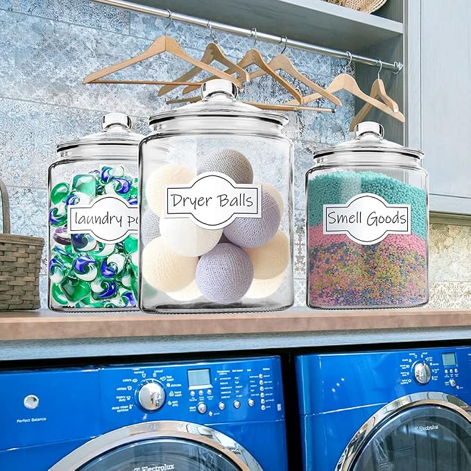 1.5 Gallon Glass Canisters with Airtight Lids, 2 Pack Flour & Cookie Jars | 5.9" Wide Mouth, Heavy Duty Glass Jar, Kitchen & Pantry Storage Containers for Cookie, Flour, Sugar, Rice, Pasta, Beans