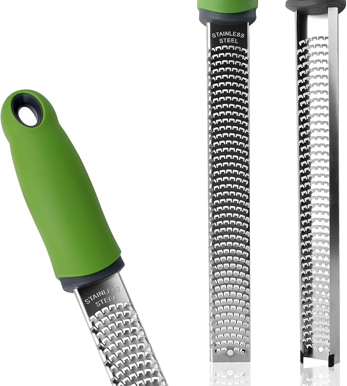 Sunkuka Pro Citrus Lemon Zester & Cheese Grater Stainless Steel - Ginger,Garlic,Potato Nutmeg,Chocolate Peeler with Cover and Cleaning Brush