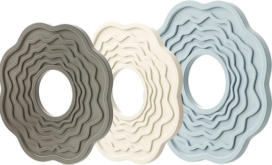 10+7 Inch Silicone Trivets for Hot Dishes Pots Pans, Hot Pads for Kitchen | One 10 inch mat plus two 7 inch mats protect counters and tables under Dutch ovens, bowls, teapots and microwave meals.
