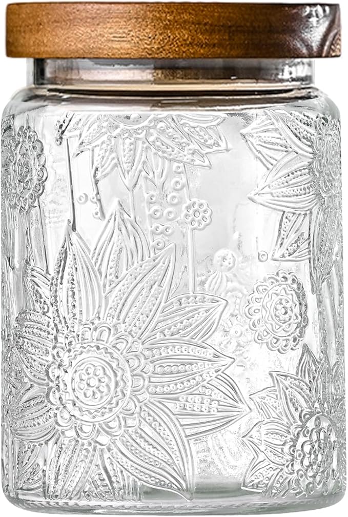 Adodeen Glass Storage Containers With Lids, Glass Jars With Lids, 24OZ | Airtight Glass Food Storage Containers, Kitchen Canisters For Sugar, Coffee, Tea, Spice, Flour, Candy, Pasta, Cereal