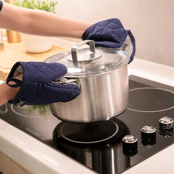 Oven Mitts Heat Resistant – (Blue Color) Mini Oven Mitts, Silicone Gloves Heat Resistant, Kitchen Gloves for Cooking, Silicone Oven Mitts & Pot Holders Sets, Kitchen Pot Holders & Oven Mitts Sets