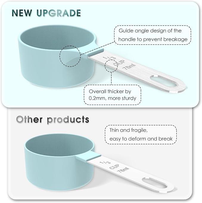 Measuring Cups & Spoons Set, Stackable Cups and Spoons | Nesting Measure Cups with Stainless Steel Handle, Kitchen Gadgets for Cooking & Baking (white)