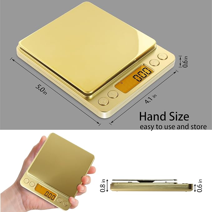 Fuzion Digital Scale .01 Gram Accuracy, 500g Mini Food Scales for Small Jewelry, Gold, Herb, Spice - Weight Gram and Oz