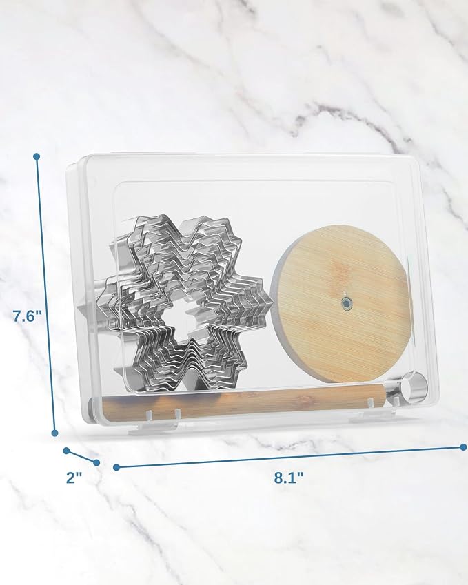 Snowflake Cookie Cutter Set, 9 PCS Snowflake Shaped Biscuit Molds, 3D Christmas Tree Cookies with Like Cookie Display, 4.6in~1.5in Cutter for Holiday Winter Christmas, Come with Storage Box