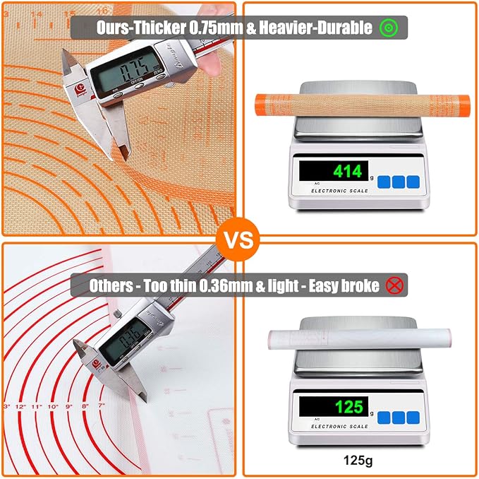 Silicone Pastry Mat 34X26 inch Baking mat Perfect for Dough, Pastry, Pie Crust, Fondant, Cookies, Bread, Pasta/Pizza,Pastry Board, Kitchen Counter Mat