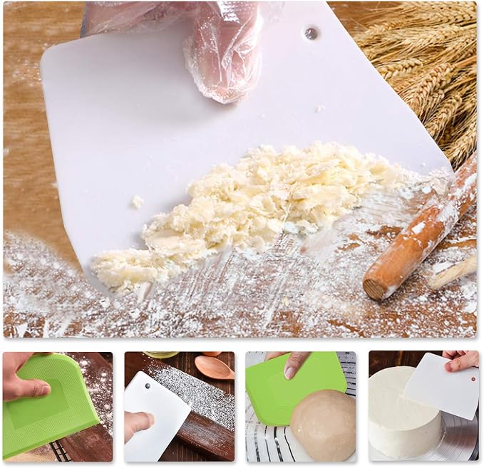 Plastic Cutting Bread Scraper Tool Pastry Knife Dough Cutter Bread Bow Bench Knife - 2 Pieces Green and White