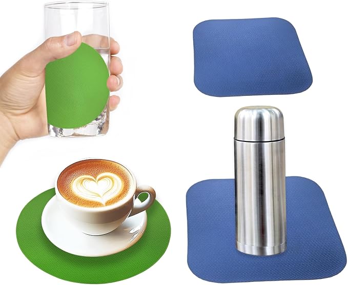 4 Pcs Rubber Jar Opener Gripper Pads Multi-function Bottle Openers | Non-Slip Silicone Jar Opener for Seniors, Arthritis, Weak Hands – Easy to Twist Off Small & Large Lids, Blue & Green Set