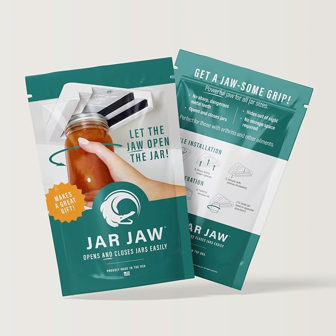 Jar Opener | Under Cabinet Jar Opener & Jar Closer for Weak Hands, Seniors, Arthritis, & One-Handed Use | Effortless Grip Jar, Bottle & Lid Opener | Kitchen Gadget Gift | Made in USA