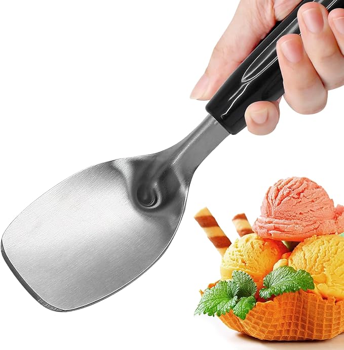 9" Heavy Duty Ice Cream Spade,Non-Slip Stainless Steel Spoon Scraper,Perfect Paddle for Scooping and Serving Hard Frozen Treats Gelato and Creamier Frozen Desserts(1PCS)