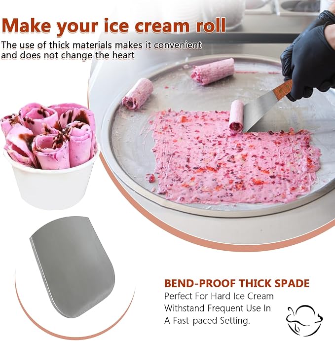 2 Pieces Ice Cream Scoop with Wooden Handle, Stainless Steel Dessert Spade & Butter Cutter, Essential Kitchen Tool – Perfect Flat Ice Cream Metal Spade for Home and Commercial Use