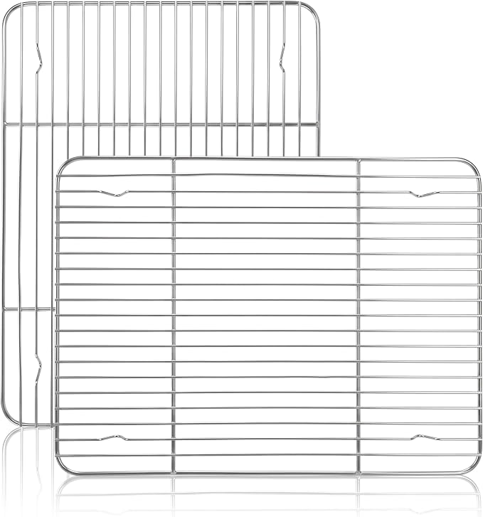 Herogo Baking Cooling Rack Set of 2, 15.3” x 11.2” Wire Cooking Rack | Stainless Steel, Oven & Dishwasher Safe, Kitchen Bakeware Rack, for Barbecue Roasting Grilling