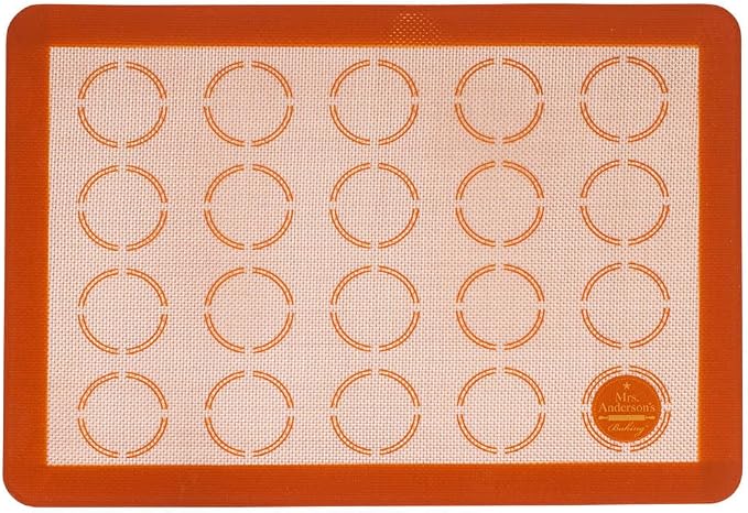 Mrs. Anderson’s Baking Macaron Mat, Oven Safe Silicone Reusable Baking Mat, For Cookies And Pastries, Fits Half-Size Pans