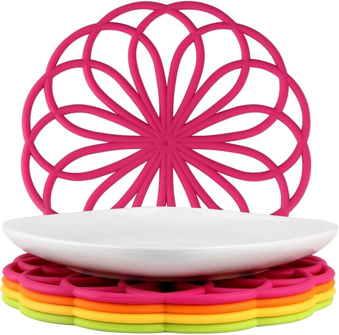 ME.FAN Silicone Trivet Mat - Kitchen Hot Pads for Pots & Dish - Insulated Teapot Trivet - Flexible, Durable, Non-Slip Large Coasters 3 Set Orange