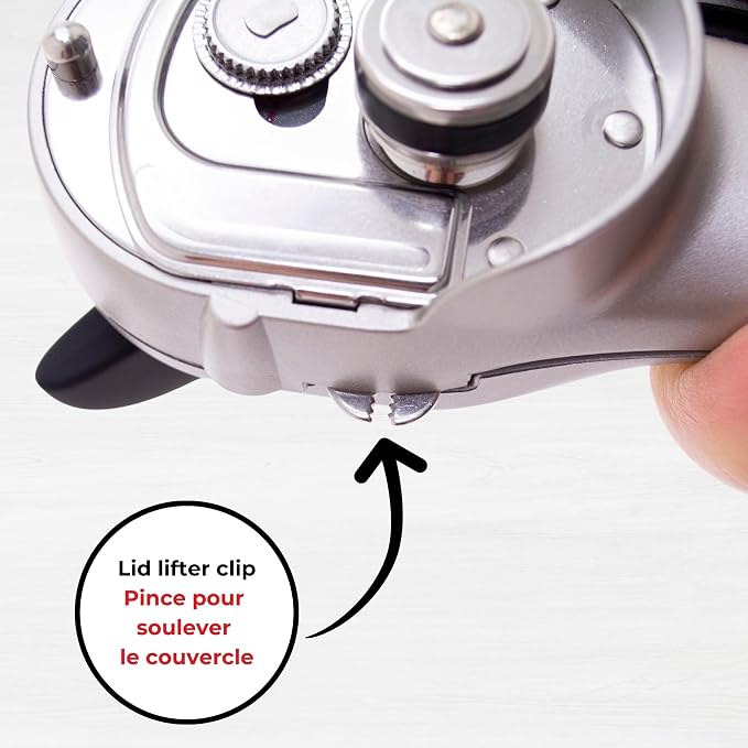 Starfrit Securimax Auto Can Opener, Patented Safe Edge Technology with Lid Lifter, Leaves No Sharp Edges on Lid & Can, Ambidextrous Use, Heavy Duty Non-Slip Knob for Secure Handling