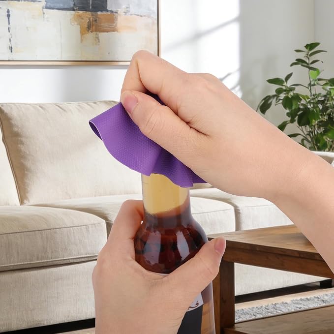 LUTER 4pcs Jar Opener Gripper Pad for Seniors with Weak Hands, Rubber | Multi-function Silicone Bottle Opener Lid Cap Rubber Gripper Pads Kitchen Coasters Gadgets, Purple, Red, Gray, Green