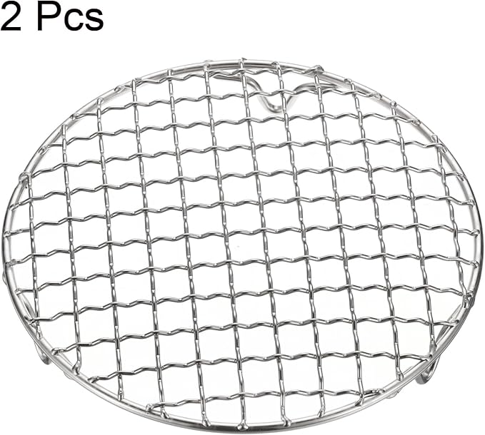 HARFINGTON 2pcs Round Cooking Rack 6.5-inch 201 Stainless Steel Cross Wire Barbecue Grill Net with 20mm Legs for Cooking Baking Steaming BBQ