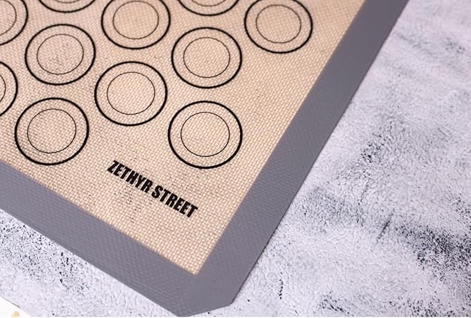 Macaron Baking Mat Silicone Non Stick, Full Sheet Reusable Pack of 10 Gray | Non-Stick Macaron Mat for Perfect Baking, Dishwasher & Oven Safe, For Macarons, Cookies, Bread and More, 16x24” (40x60cm)