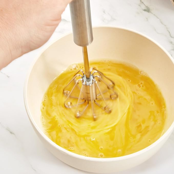 BergHOFF Essentials Stainless Steel 14" Miracle Whisk, Rotate Balloon Head, Heavy-duty Handle, Beating Eggs, Dough, Mixing, Stirring, Silver
