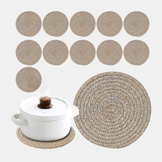Pot Holders Trivets Set,Potholders for Kitchens, 100% Pure Cotton Thread Weave Trivets for Hot Dishes/Pot/Bowl/Teapot/Hot Pot Holders (20 cm, 12 Pack)