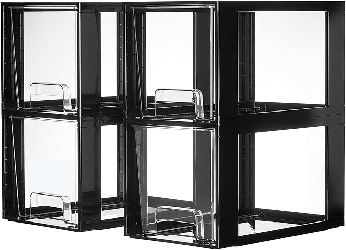 Vtopmart 4 Pack Large Stackable Storage Drawers, Black
