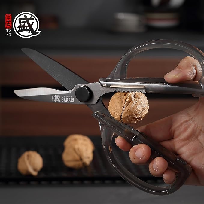 Detachable Poultry Shears, Clear Acrylic Handle | Titanium-plated 1.4116 stainless steel blades, detachable design, clear acrylic handle for meat, fish, nuts and vegetables