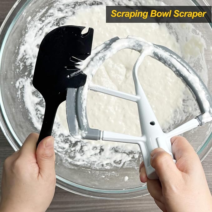 Silicone Spatula Scraper– Flexible Beater Blade Scraper for Stand Mixers & Egg Whisks, BPA-Free Rubber Spatulas for Mixing, Scraping & Baking,Heat Resistant & Seamless Design Cooking Utensils, Black