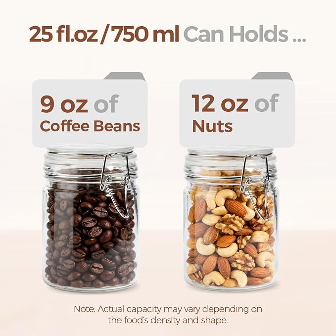 ComSaf 25 oz Glass Jars with Airtight Lids 6 Pack Pantry Coffee Canisters | Meal prep salads, Overnight oats, Preserving canning, Sourdough pickling, Pantry organization, Pickling fermenting, Snacks