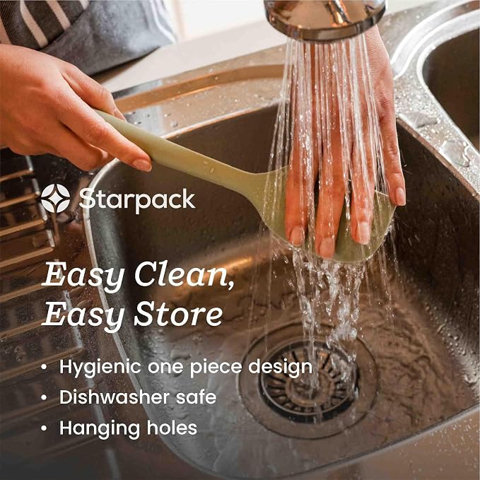 Starpack 'Ladle of Love' XL Premium Silicone Ladle Spoon - Up-to 600°F High Heat Resistant Soup Ladles - Kitchen Ladles for Serving, Non Stick Silicone Spoons, LFGB Grade Cooking Spoon - Sage Green