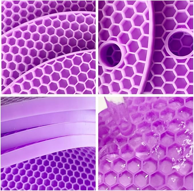 7-Inch Round Silicone Trivet Mats - 4-Pack Non-Slip Heat Resistant Hot Pads for Kitchen Countertops, Pots and Pans (Purple)