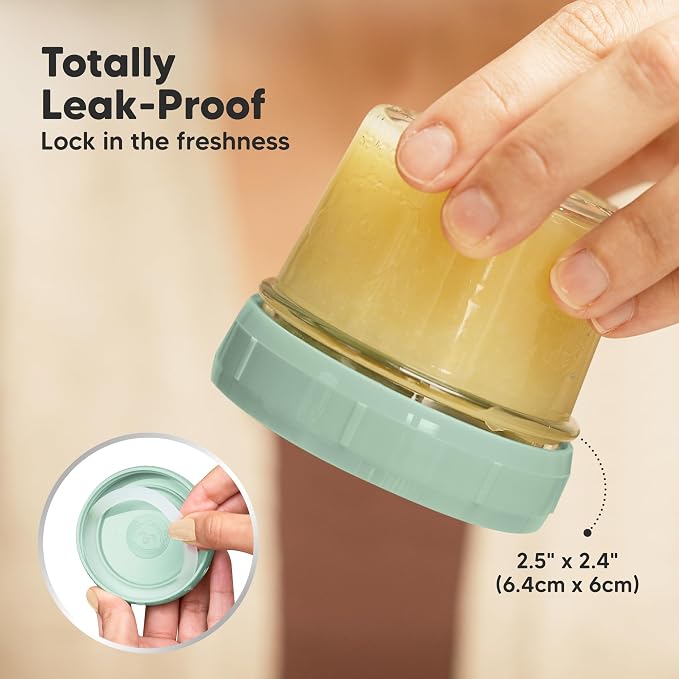 KeaBabies 6pk 4oz Glass Baby Food Containers with Lids, Leak-Proof (Musk Dusk) | Microwavable Small Glass Jars, Baby Purees, Toddler Snack Storage Containers, BPA-Free, Dishwasher-safe, Freezer Safe