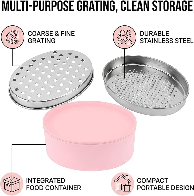 Jeffergarden Portable Cheese Grater Stainless Steel Box Grater with Storage Container for Easy Grating in Home Kitchen (Pink), #013, Jeffergardenox1nhivue3-13