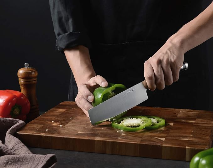 linoroso Nakiri Knife 7 inch Japanese Chef Knife, Asian Vegetable Cleaver Kitchen Knife, German High Carbon Stainless Steel Usuba Knife with Full Tang Ergonomic Handle for Home Kitchen and Restaurant
