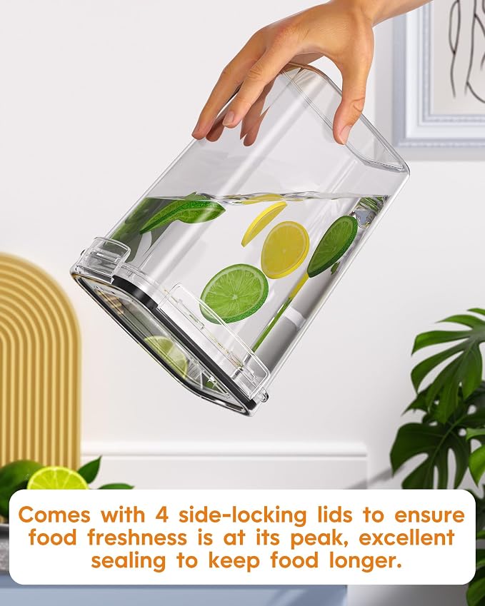 Airtight Food Storage Containers with Lids, 15 PCS Kitchen and Pantry Organization Canisters, BPA-Free, PVC-Free, Food-grade Plastic Leak-proof Jars for Cereal, Flour, Sugar, Extra 24 Labels & Marker