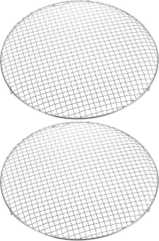 HARFINGTON 2pcs Round Cooking Rack 16-inch 201 Stainless Steel Cross Wire Barbecue Grill Net with 20mm Legs for Cooking Baking Steaming BBQ