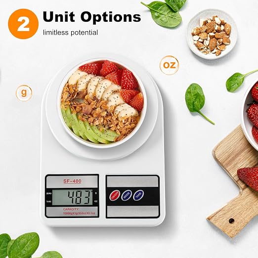 Partyreal Digital Kitchen Scale Capacity, Stainless Steel Food Scale with oz/g Units | Replaceable Battery Power | Ideal for Meal Prep, Cooking, Baking