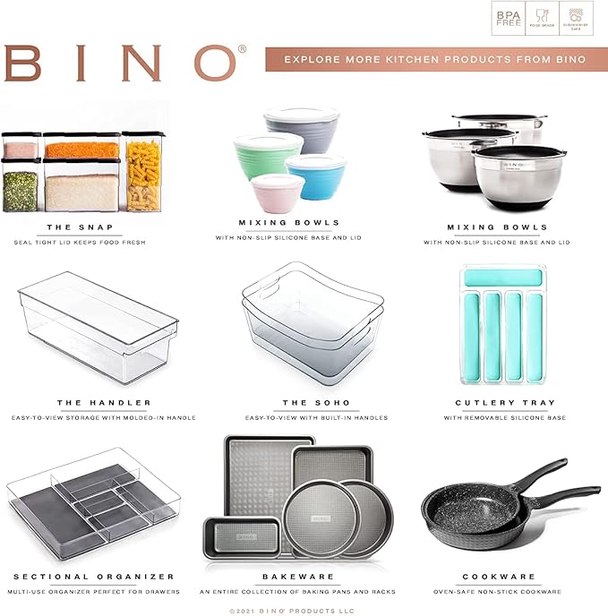 BINO | Mixing Bowl Set with Lids | Versatile Plastic Bowls for Kitchen Mixing, Serving, and Storage - 4-Piece Mixing Bowl Set in Various Sizes | Space-Saving Nesting Design | Dishwasher Safe