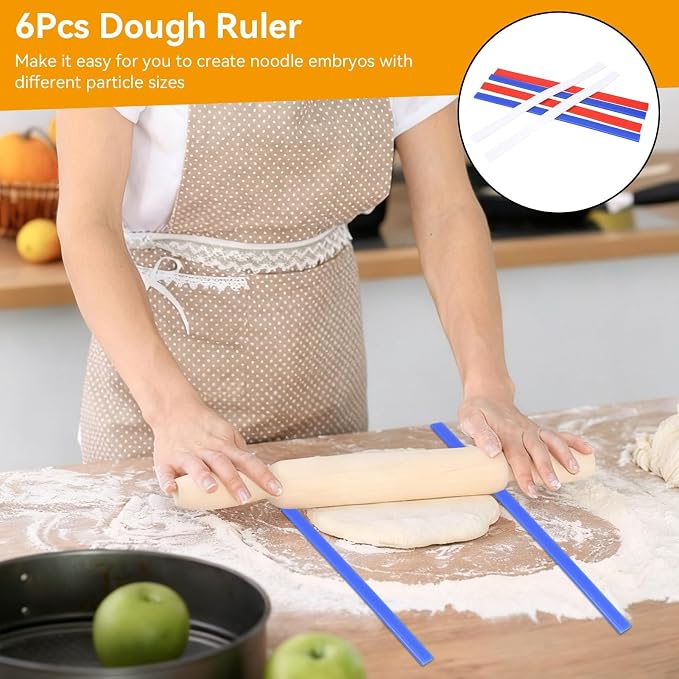 6PCS Silicone Rolling Pin Guides, 15in Length 2mm 4mm 6mm Thickness Rolling Pin Guide Silicone Measuring Dough Strip Dough Leveler Sticks for Precision Baking