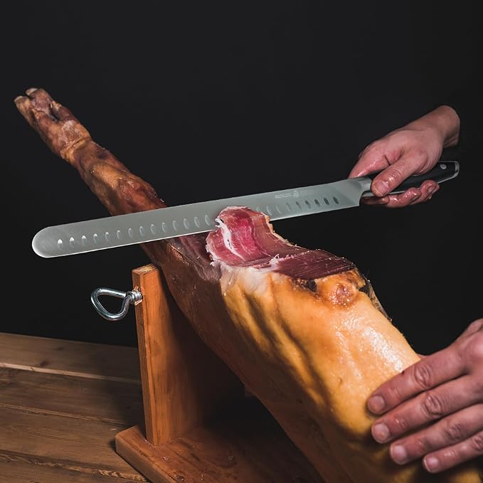 TUO Carving Knife, 12 inch Brisket Knife for Cutting Smoked Meat, Slicing Through Roast & Large Raw Meat Chunks, Full Tang Handle, German High Carbon Steel - Black Hawk Series