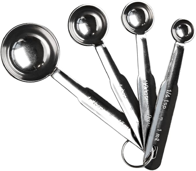 de Buyer Stainless Steel Measuring Scoops - Set of 4 - Measure & Combine Wet & Dry Ingredients - Easy to Use & Store - Dishwasher Safe