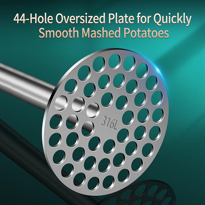 316L Potato Masher Stainless Steel, BOMANSI BOMS Sturdy Mashed Potato Masher Kitchen Tool, Solid Integrated Potatoes Smasher for Beans, Avocados, Squash, Dishwasher Safe